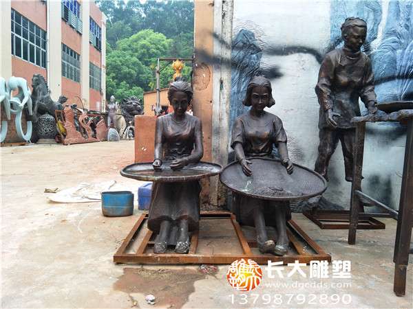 采茶系列铸铜雕塑